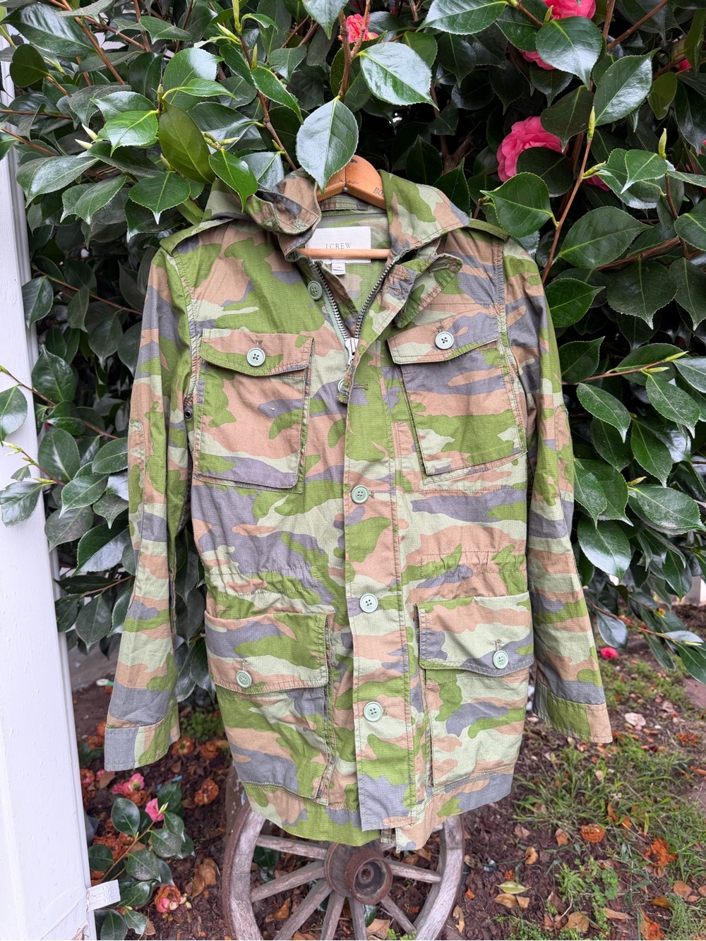 J. Crew Green and Brown Camo Utility Jacket